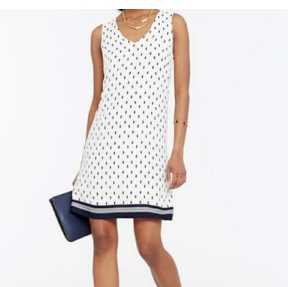 Ann Taylor 14 Black White V-Neck Sheath Dress Work